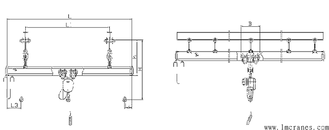 單梁KBK懸掛起重機(jī)外形尺寸技術(shù)參數(shù)